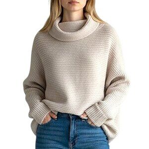Pilcro (Anthropologie) Oversized Pullover Ivory Cowl Neck Sweater Good Cond - M